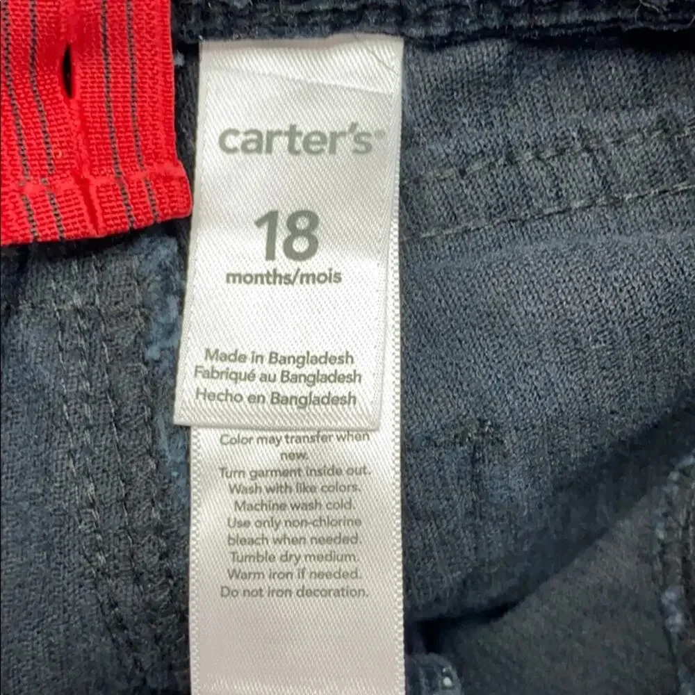 Carters Boys Black Cords with Red Suspenders Size 18 Months